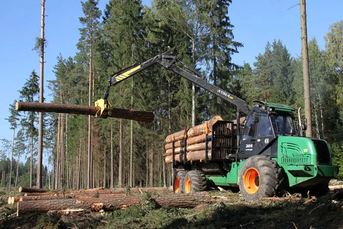 В Копыльском лесхозе на рубках главного пользования задействованы два харвестера «Амкодор-­2551». фото