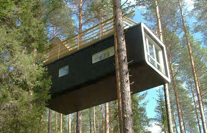 Вот такие необычные объекты экотуризма — мини-хостелы — можно встретить в шведском лесу. фото