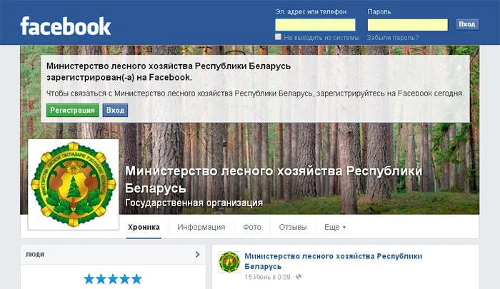 У Министерства лесного хозяйства появилась своя страница в Facebook. фото